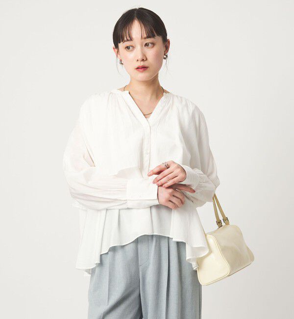 UNITED ARROWS green label relaxing「［size SHORTあり］ボイル レイヤー ギャザー ブラウス」|シャツ・ブラウス|