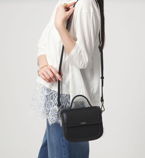 UNITED ARROWS green label relaxing「【別注】＜SINBONO＞メッシュフラップ ミニバッグ」|ショルダー・メッセンジャー|BLACK
