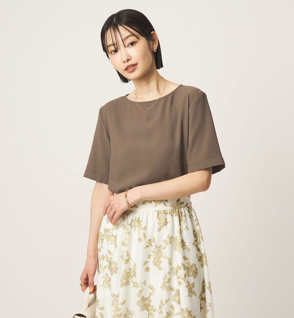 UNITED ARROWS green label relaxing「クルーネック ショートスリーブ ブラウス マシンウォッシャブル UVカット」|シャツ・ブラウス|DK.GRAY