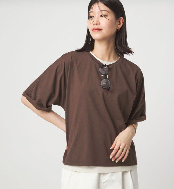 UNITED ARROWS green label relaxing「【WEB限定】＜at ease＞ドルマン カットソー 接触冷感」|Tシャツ・カットソー|DK.BROWN