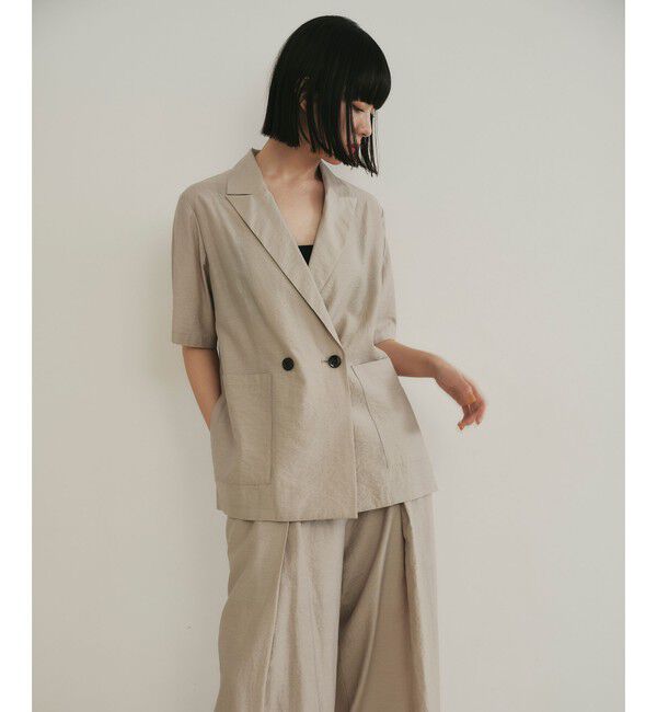 EMMEL REFINES「＜EMMEL REFINES＞EM マーブルローン ショートスリーブ ジャケット」|テーラードジャケット|BEIGE