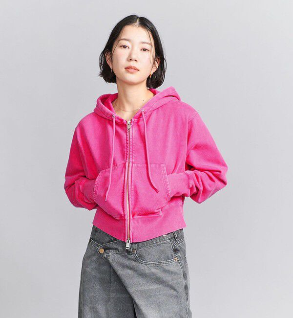 BEAUTY&YOUTH UNITED ARROWS「コットン ショートフロントジップパーカー」|カーディガン|PINK