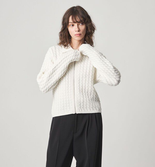 STEVEN ALAN「＜Steven Alan＞コットン ケーブル ジップ カーディガン」|カーディガン|OFF WHITE