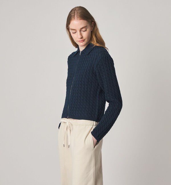 STEVEN ALAN「＜Steven Alan＞コットン ケーブル ジップ カーディガン」|カーディガン|NAVY