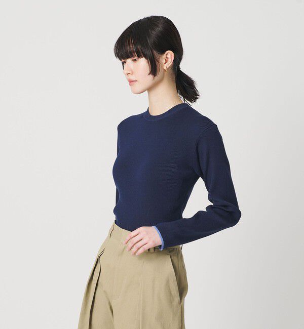 BEAUTY&YOUTH UNITED ARROWS「コットンブレンド リブライン ニットプルオーバー ウォッシャブル」|ニット・セーター|