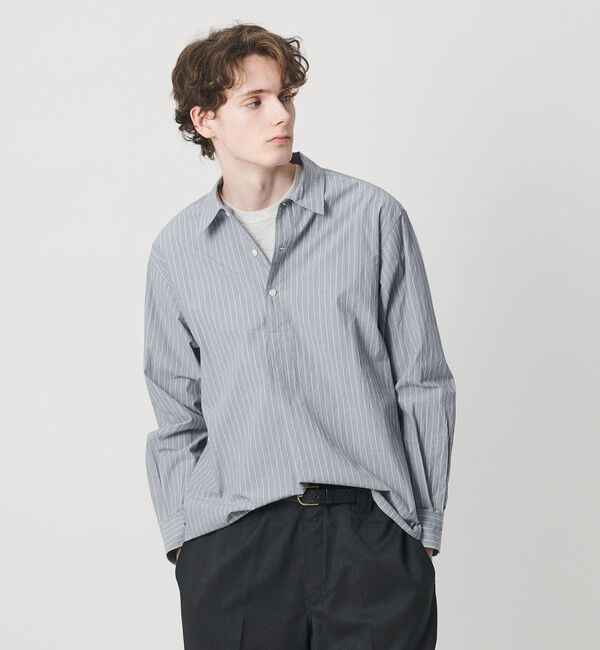 BEAUTY&YOUTH UNITED ARROWS「TYP ワッシャー ピンストライプ プルオーバーシャツ 」|シャツ・ブラウス|NAVY