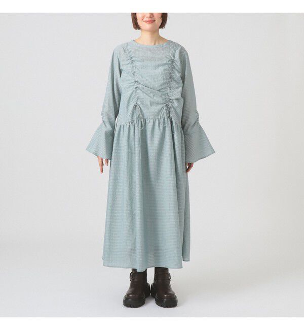 Ray BEAMS 「シアー ドロスト ギャザー ワンピース」|ワンピース|