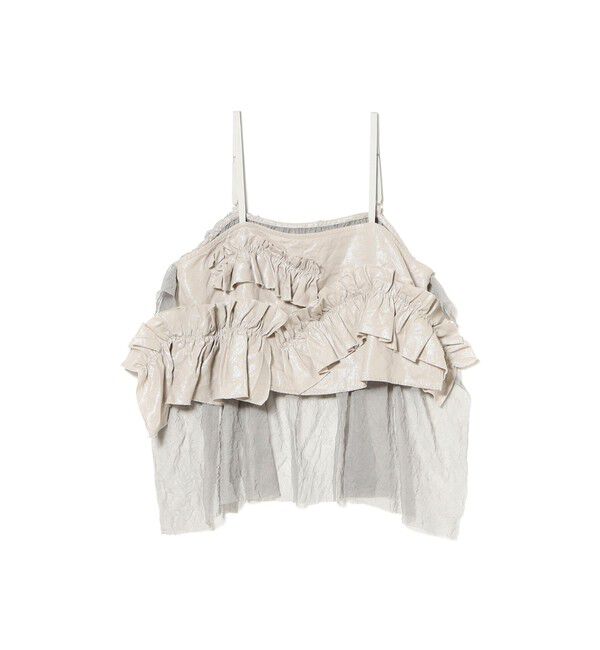 BEAMSBOY「maturely / リネンフリル アンド チュール キャミソール」|シャツ・ブラウス|