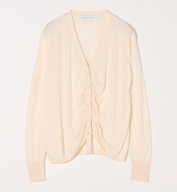 quaranciel「quaranciel:〈手洗い可能〉シルク ミックス ギャザー ニット カーディガン」|カーディガン|