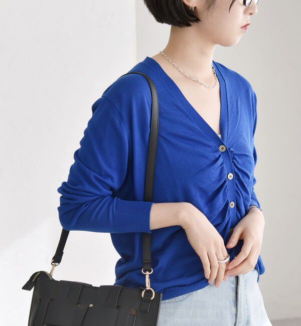 quaranciel「quaranciel:〈手洗い可能〉シルク ミックス ギャザー ニット カーディガン」|カーディガン|