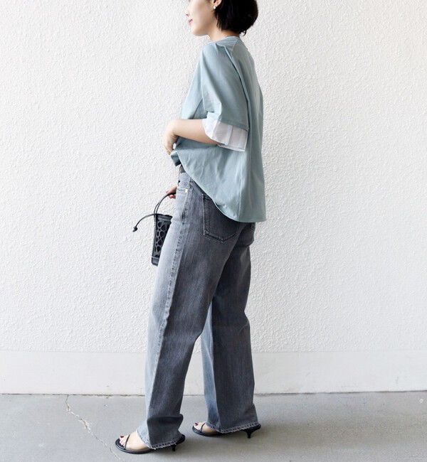 SHIPS for women「《一部追加予約》【WEB限定】〈接触冷感 / UVカット〉シアー オーガンジー コンビ プルオーバー」|Tシャツ・カットソー|