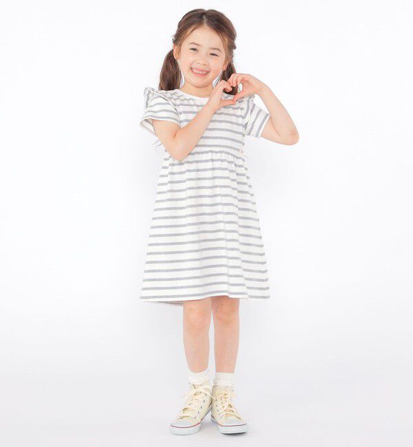 SHIPS KIDS「SHIPS KIDS:100～130cm / ボーダー フリル ワンピース」|ワンピース|