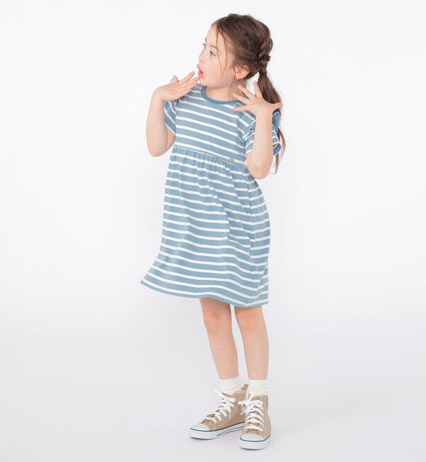 SHIPS KIDS「SHIPS KIDS:100～130cm / ボーダー フリル ワンピース」|ワンピース|