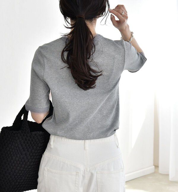 quaranciel「quaranciel:〈手洗い可能〉ラメ チュール リブ コンパクト TEE」|Tシャツ・カットソー|