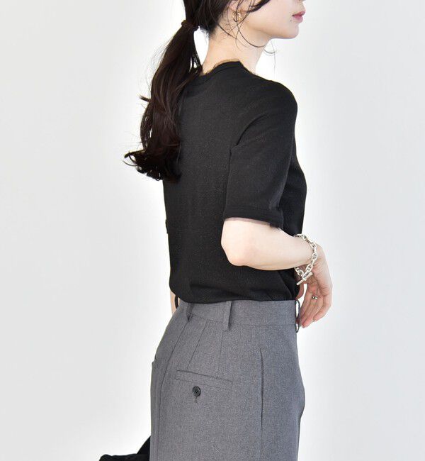 quaranciel「quaranciel:〈手洗い可能〉ラメ チュール リブ コンパクト TEE」|Tシャツ・カットソー|