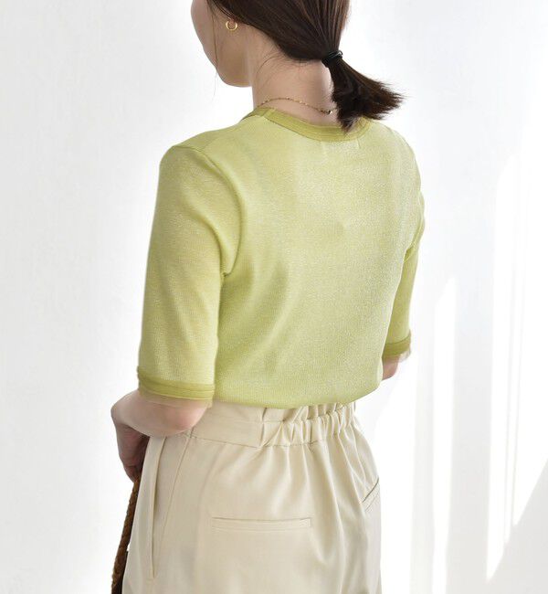 quaranciel「quaranciel:〈手洗い可能〉ラメ チュール リブ コンパクト TEE」|Tシャツ・カットソー|