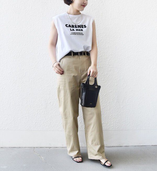 SHIPS for women「《予約》〈洗濯機可能〉メルティ コットン プリント ロゴ フレンチスリーブ TEE」|Tシャツ・カットソー|