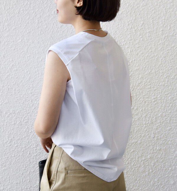 SHIPS for women「《予約》〈洗濯機可能〉メルティ コットン プリント ロゴ フレンチスリーブ TEE」|Tシャツ・カットソー|