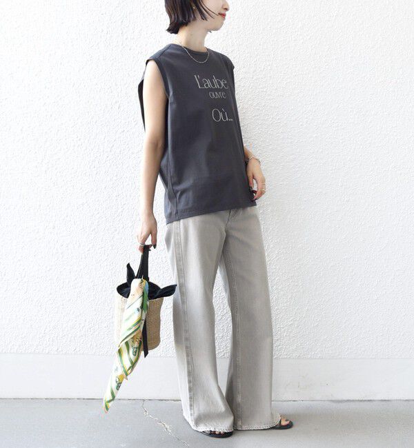 SHIPS for women「《予約》〈洗濯機可能〉メルティ コットン プリント ロゴ フレンチスリーブ TEE」|Tシャツ・カットソー|