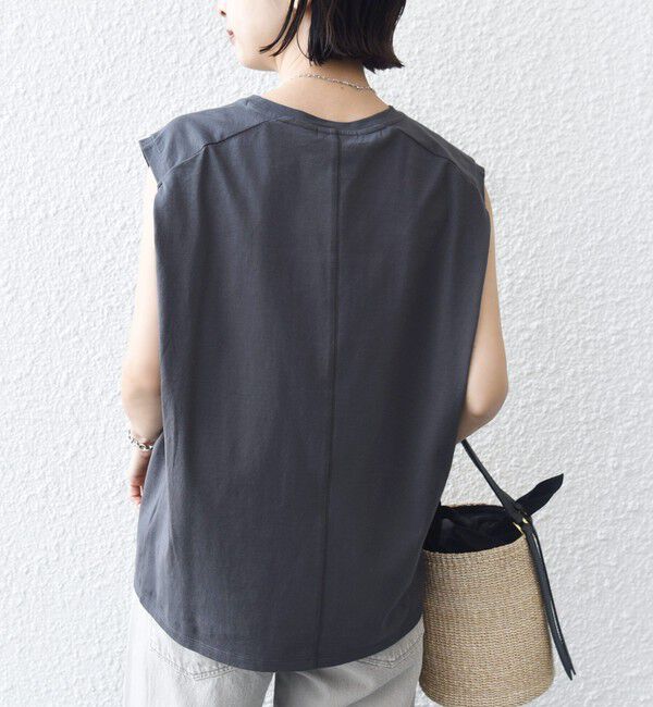 SHIPS for women「《予約》〈洗濯機可能〉メルティ コットン プリント ロゴ フレンチスリーブ TEE」|Tシャツ・カットソー|