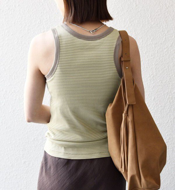 SHIPS any「Healthknit:〈洗濯機可能〉カップ付き リブ ボーダー タンクトップ」|インナー|