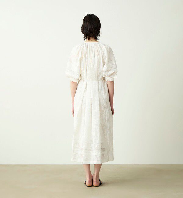 SOULEIADO「コットンカットジャカード パフスリーブワンピース」|ワンピース|