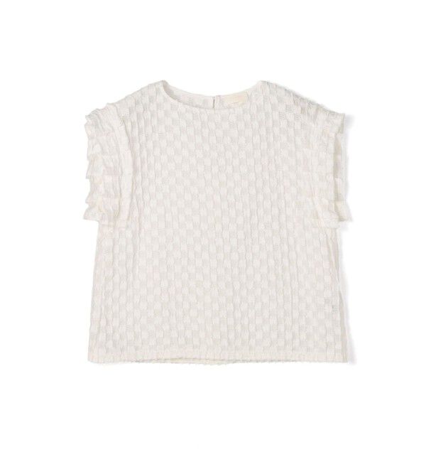 Ballsey「グリッドカットジャカード フリルフレンチブラウス」|シャツ・ブラウス|11 ホワイト