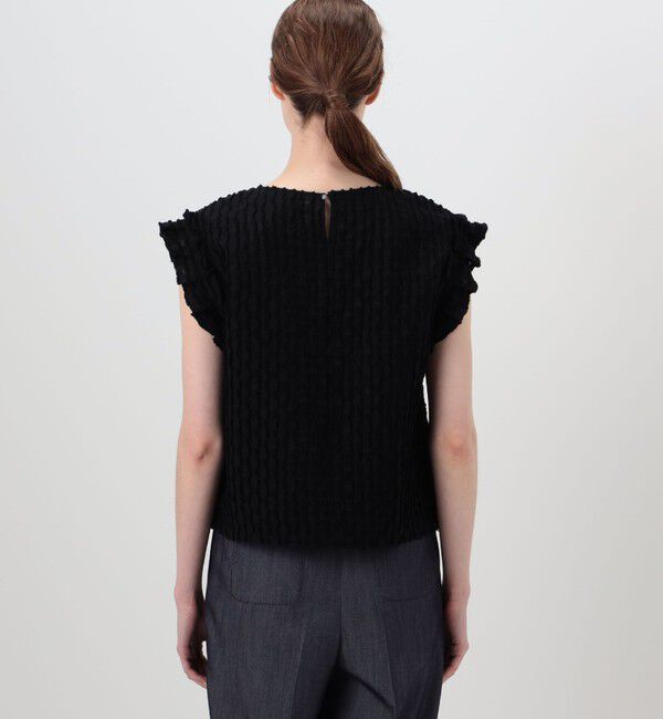 Ballsey「グリッドカットジャカード フリルフレンチブラウス」|シャツ・ブラウス|