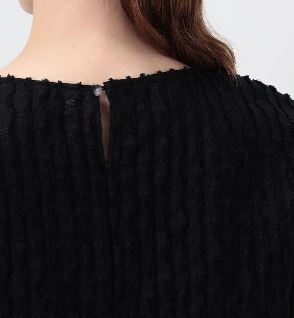 Ballsey「グリッドカットジャカード フリルフレンチブラウス」|シャツ・ブラウス|