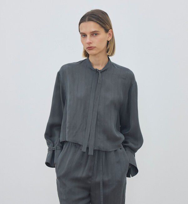 DES PRES「フィブリルストライプ クロップドリラックスブラウス」|シャツ・ブラウス|