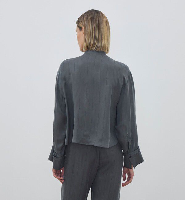 DES PRES「フィブリルストライプ クロップドリラックスブラウス」|シャツ・ブラウス|