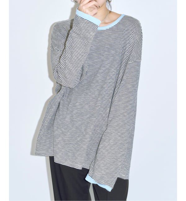  「《追加》[THE MOOD]スラブボーダーロングTシャツ」|Tシャツ・カットソー|ブラック