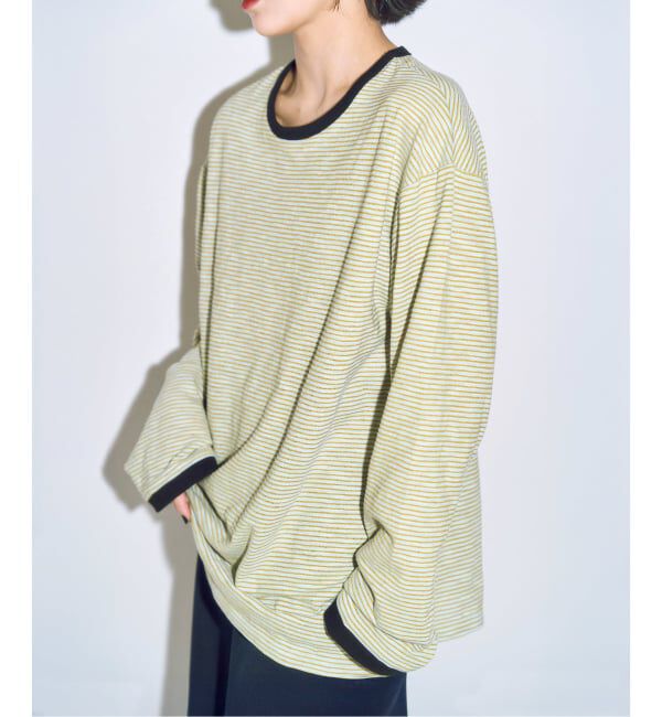  「《追加》[THE MOOD]スラブボーダーロングTシャツ」|Tシャツ・カットソー|グリーン