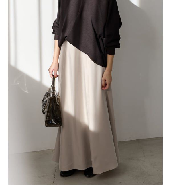 IENA「《接触冷感》キュプラサテンフレアスカート」|スカート|ベージュ