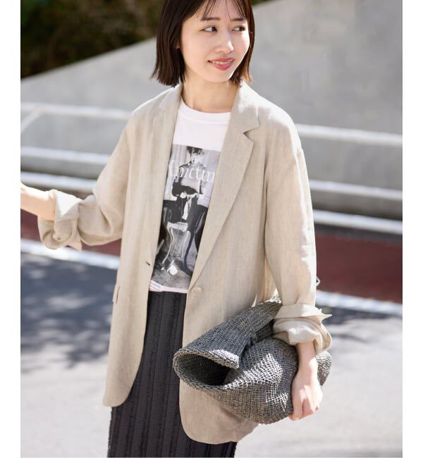 SLOBE IENA「《36.38サイズ展開》リネンレーヨンシングルテーラードジャケット」|テーラードジャケット|