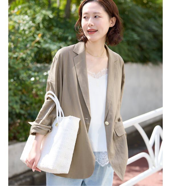 SLOBE IENA「《36.38サイズ展開》リネンレーヨンシングルテーラードジャケット」|テーラードジャケット|