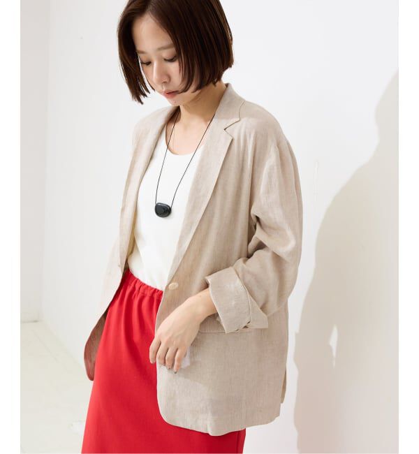 SLOBE IENA「《36.38サイズ展開》リネンレーヨンシングルテーラードジャケット」|テーラードジャケット|