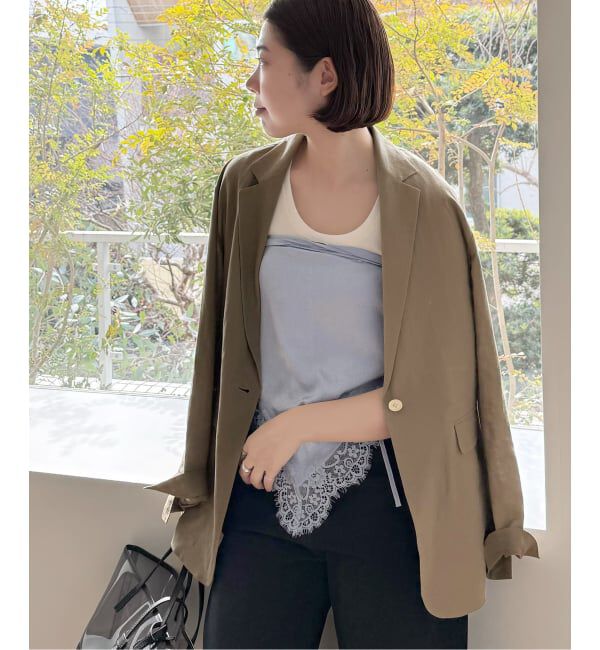 SLOBE IENA「《36.38サイズ展開》リネンレーヨンシングルテーラードジャケット」|テーラードジャケット|