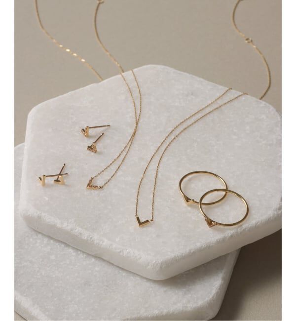 Lilas by Spick&Span「《WEB限定》Vラインダイヤピアス K10(両耳)」|ピアス|