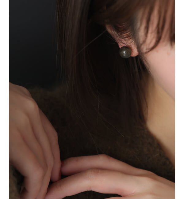 Lilas by Spick&Span「ラウンド*キューブバイカラーピアス K10（片耳）」|ピアス|