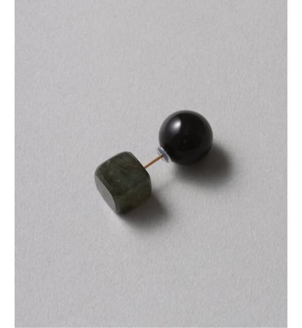 Lilas by Spick&Span「ラウンド*キューブバイカラーピアス K10（片耳）」|ピアス|