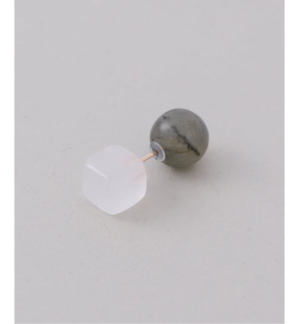 Lilas by Spick&Span「ラウンド*キューブバイカラーピアス K10（片耳）」|ピアス|