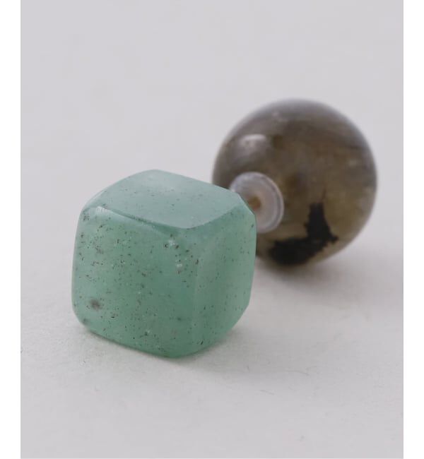 Lilas by Spick&Span「ラウンド*キューブバイカラーピアス K10（片耳）」|ピアス|