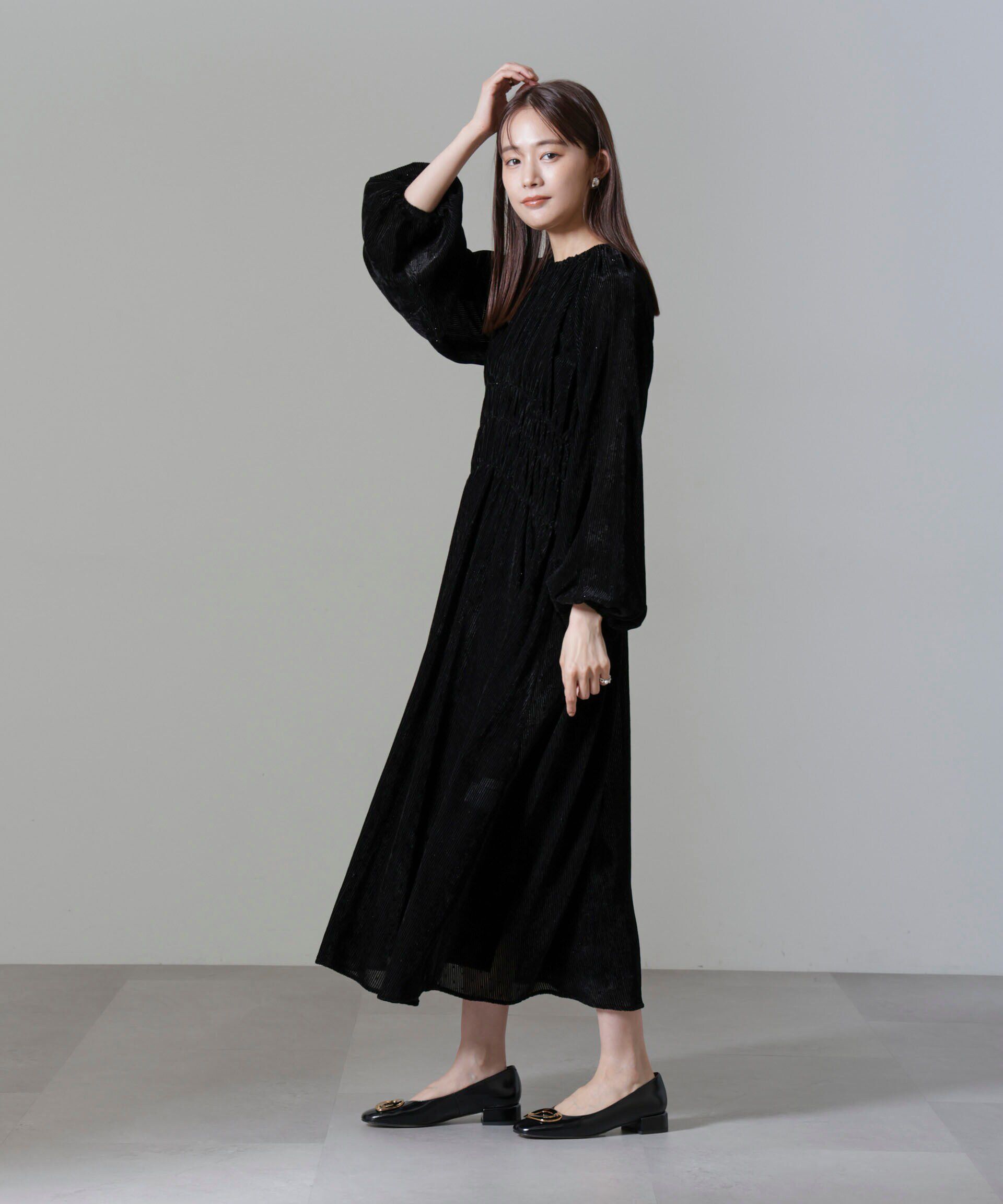 nano･universe「ストライプベロアギャザーワンピース」|ワンピース|