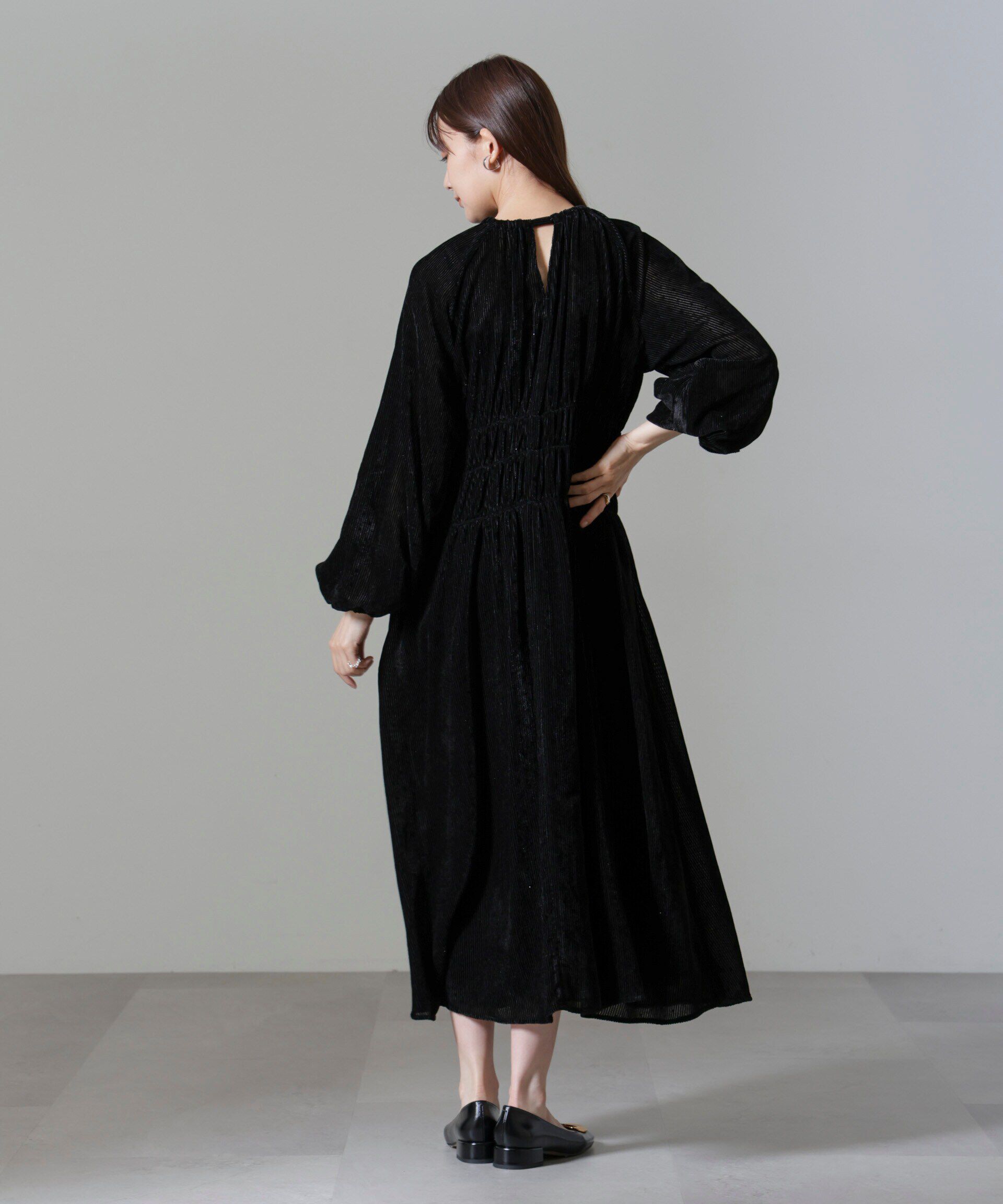 nano･universe「ストライプベロアギャザーワンピース」|ワンピース|