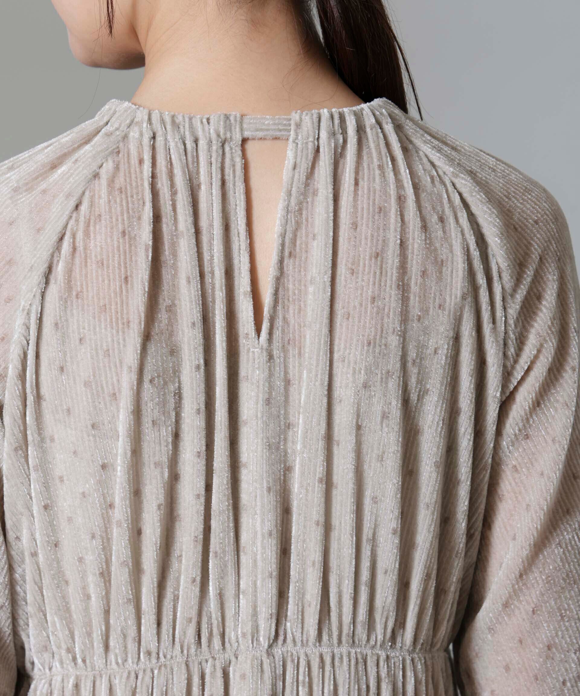 nano･universe「ストライプベロアギャザーワンピース」|ワンピース|