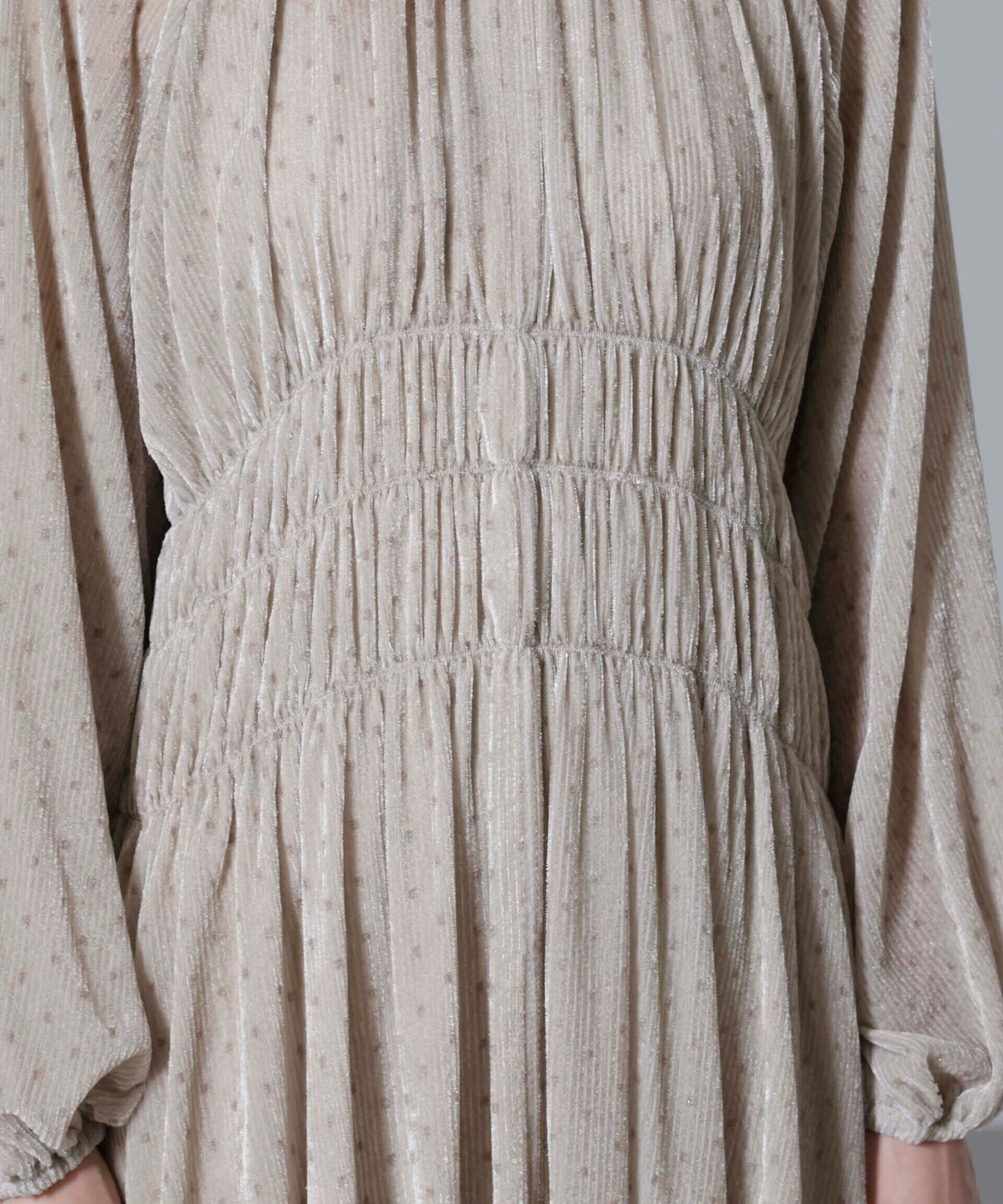 nano･universe「ストライプベロアギャザーワンピース」|ワンピース|