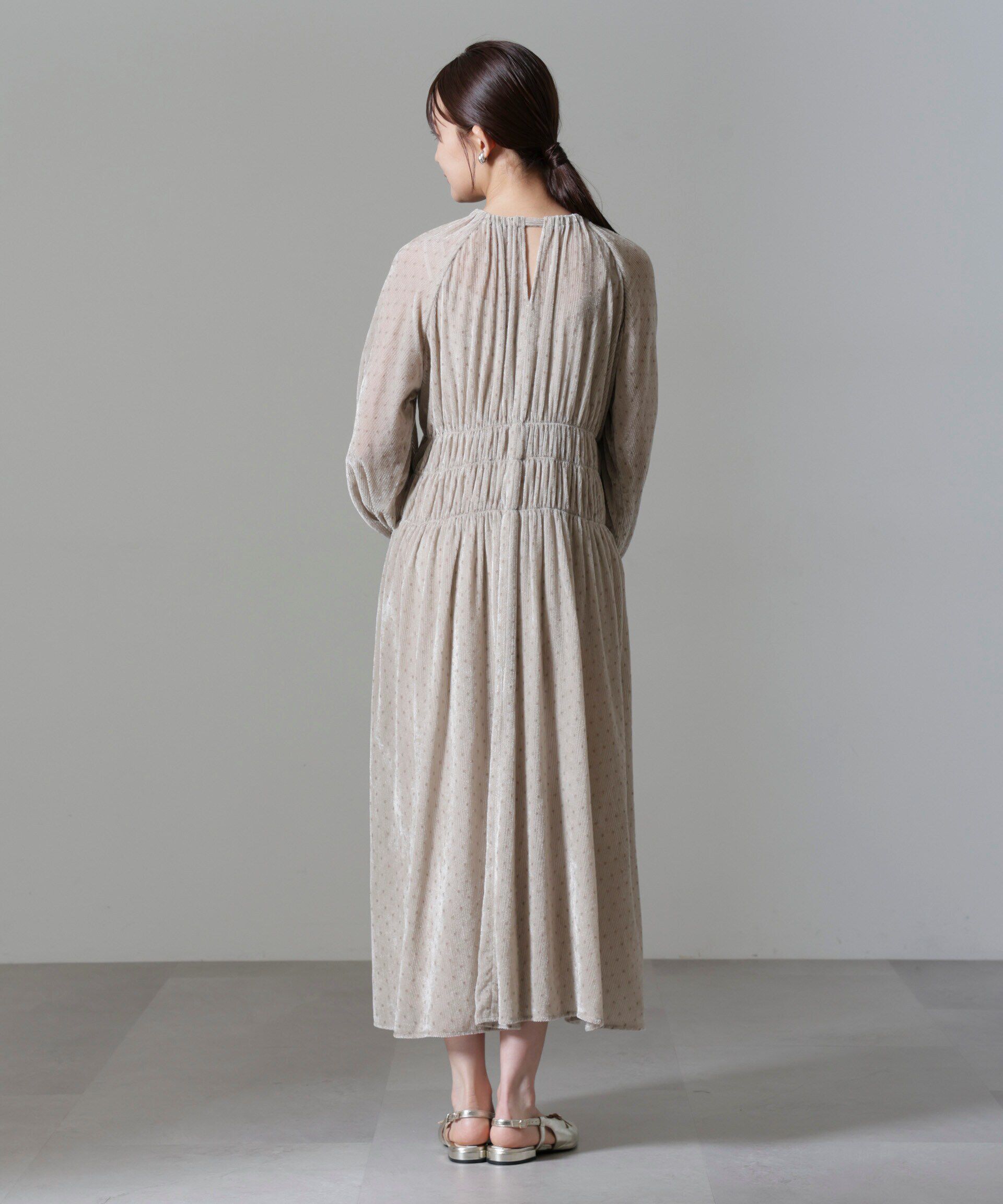 nano･universe「ストライプベロアギャザーワンピース」|ワンピース|