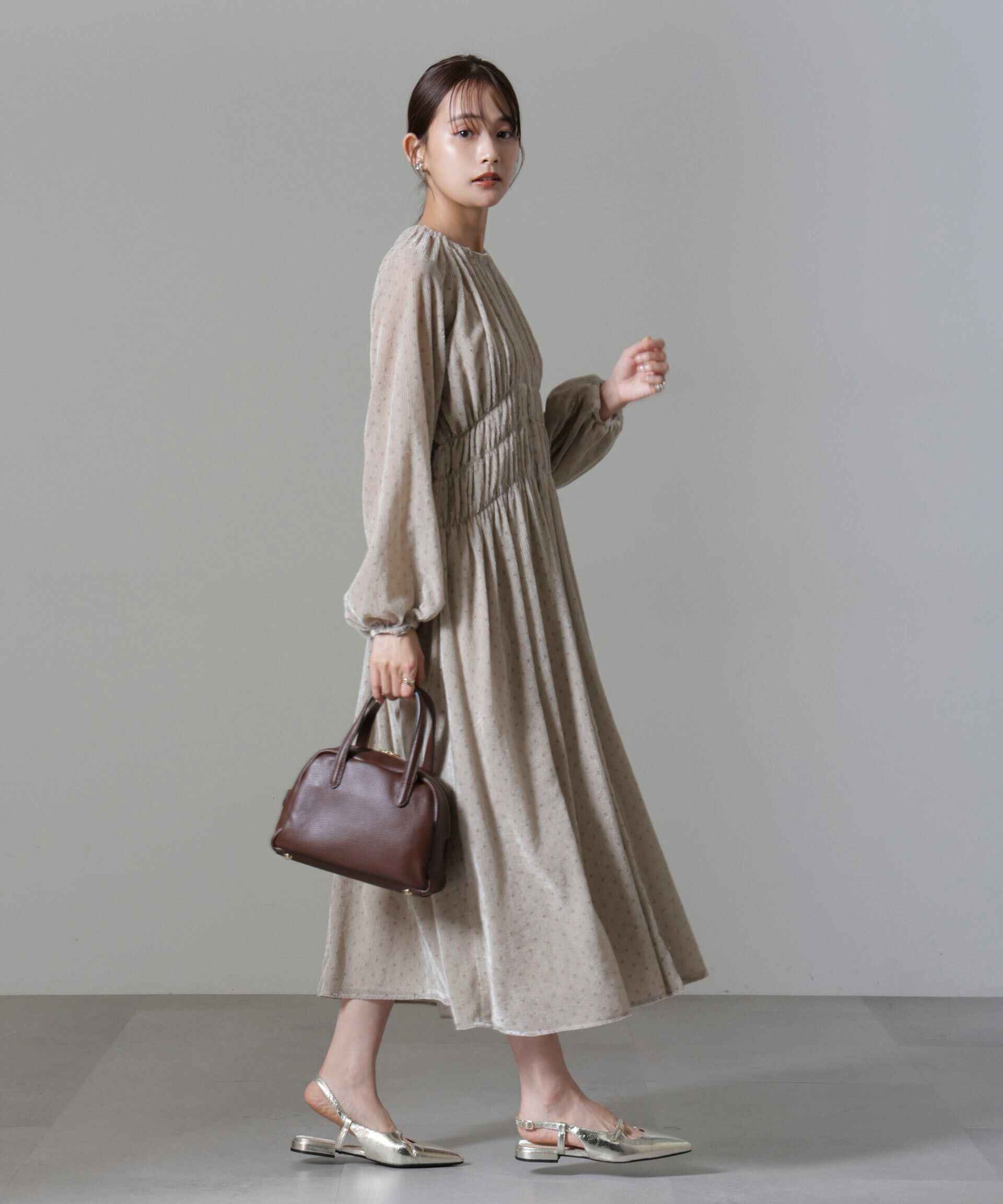 nano･universe「ストライプベロアギャザーワンピース」|ワンピース|