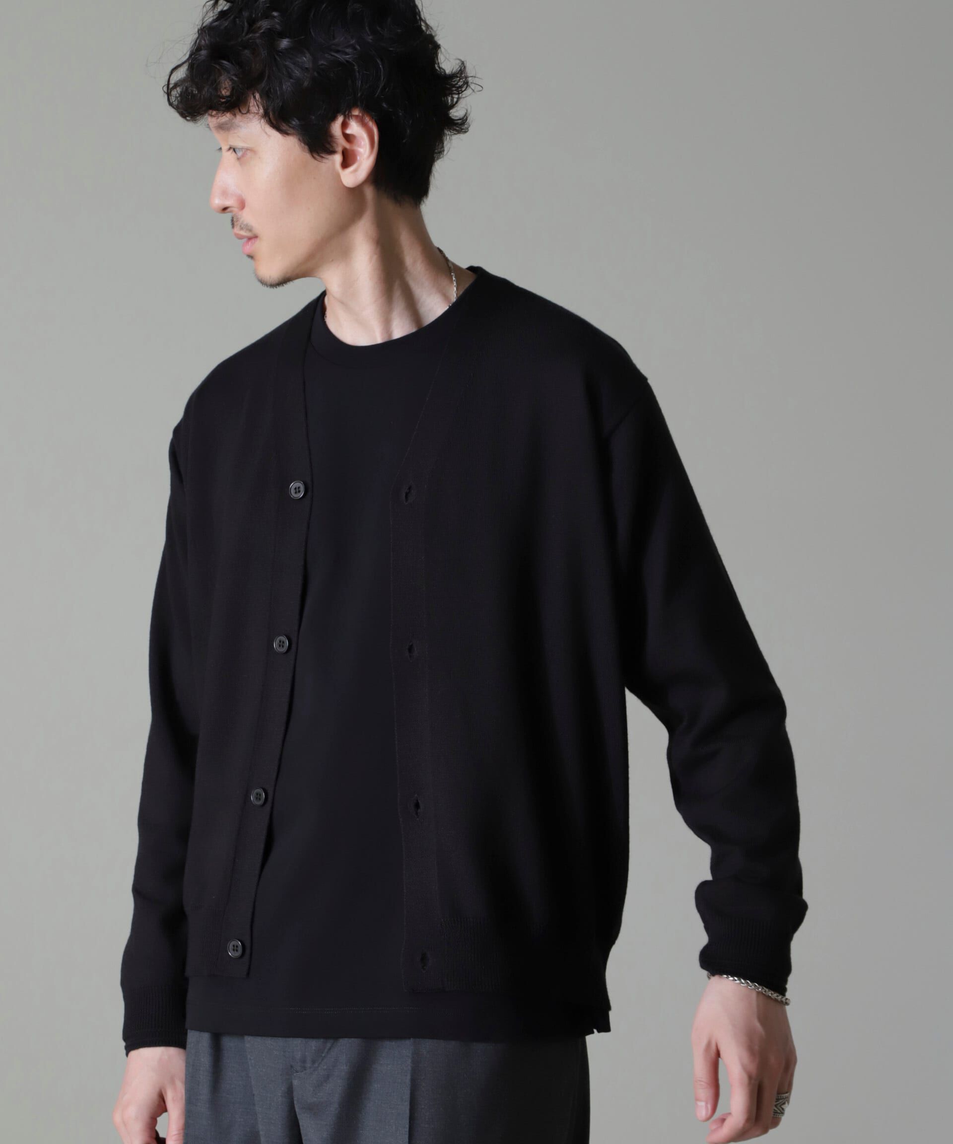 nano･universe「タスマニアミックスベーシックカーディガン」|ニット・セーター|